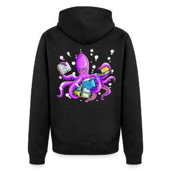 8-Armed Reading Octopus for Many Readers Fans - Unisex Premium Organic Zip Hoodie - black - Back - Nico (187cm)