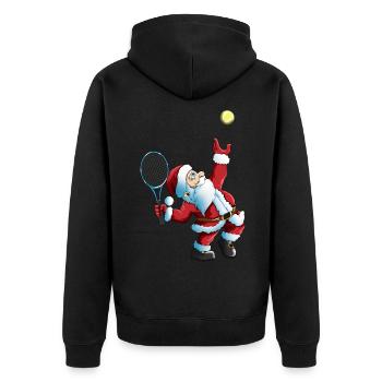Santa Claus Tennis Game Tennis Racket Xmas - Unisex Premium Organic Zip Hoodie - black - Back - Nico (187cm)