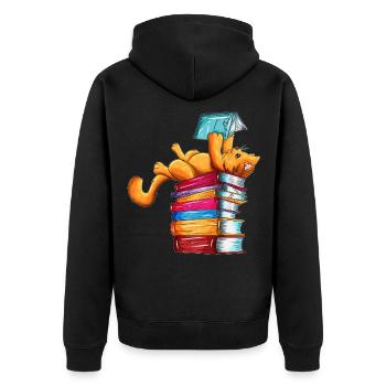 Cats Books Newspaper Reader Reader Outfit - Unisex Premium Organic Zip Hoodie - black - Back - Nico (187cm)