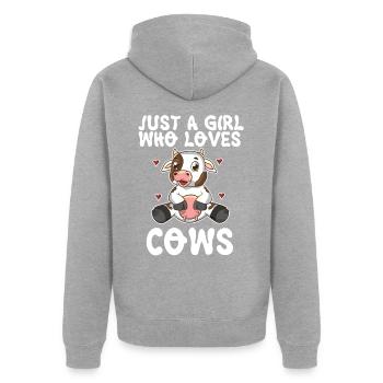Milchkuh Farm Bauernhofbesitzer Kuhliebhaber - Unisex Premium Bio Zip Hoodie - Grau meliert - Hinten - Nico (187cm)