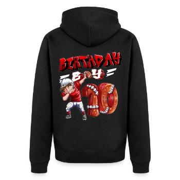 Football player with Foot Ball for his 10th birthday - Unisex Premium Organic Zip Hoodie - black - Back - Nico (187cm)