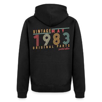 Salutations d’anniversaire mai 1983 - Veste à capuche bio Premium Unisexe - noir - Dos - Nico (187cm)