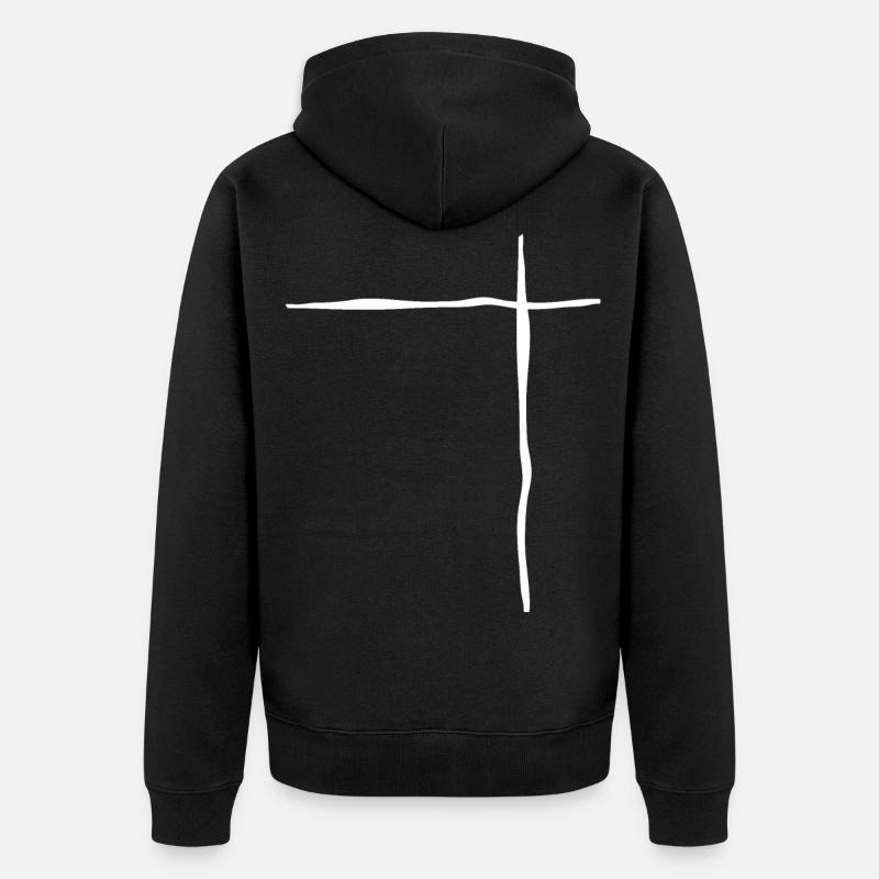 Lignes blanches Ondulées - Veste à capuche bio Premium Unisexe - noir