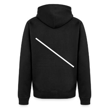 Weisser Diagonaler Balken - Unisex Premium Bio Zip Hoodie - Schwarz - Hinten - Nico (187cm)