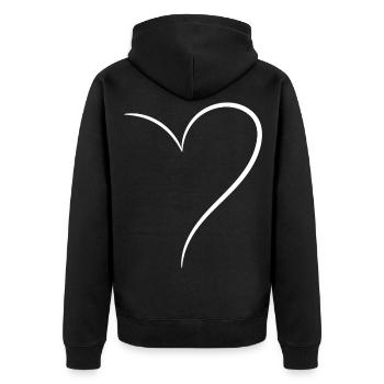 Demi-cœur blanc - Veste à capuche bio Premium Unisexe - noir - Dos - Nico (187cm)