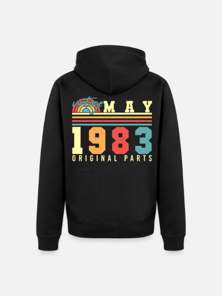1983 Mai Geschenkidee - Unisex Premium Bio Zip Hoodie - Schwarz