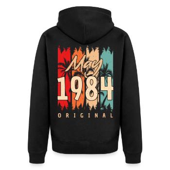 Mai 1984 Rétro - Veste à capuche bio Premium Unisexe - noir - Dos - Nico (187cm)
