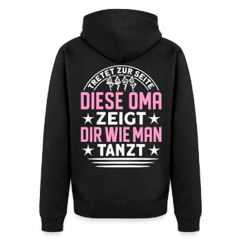 Linedance Oma Line Dance Linedancing - Unisex Premium Bio Zip Hoodie - Schwarz - Hinten - Nico (187cm)