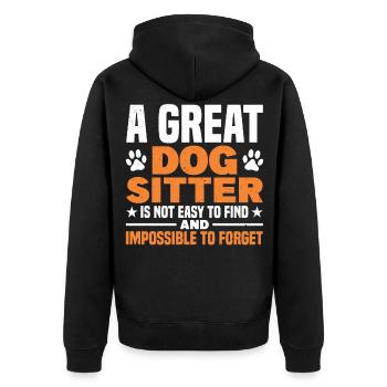 Hundeausführer Sitter Business Hundesitter - Unisex Premium Bio Zip Hoodie - Schwarz - Hinten - Nico (187cm)