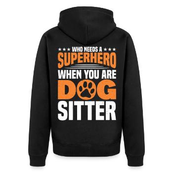 Hundesitter Hundesitting Hundeausführer - Unisex Premium Bio Zip Hoodie - Schwarz - Hinten - Nico (187cm)