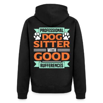 Sitter Business Hundesitter Hundeausführer - Unisex Premium Bio Zip Hoodie - Schwarz - Hinten - Nico (187cm)