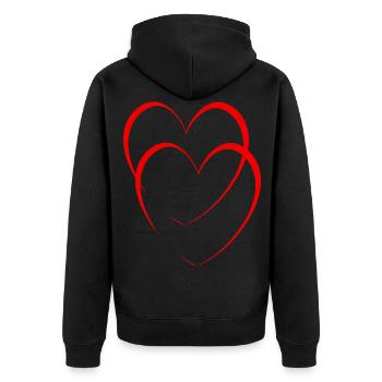 Deux cœurs rouges - Veste à capuche bio Premium Unisexe - noir - Dos - Nico (187cm)