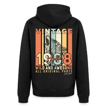 1968 Juin Rétro - Veste à capuche bio Premium Unisexe - noir - Dos - Nico (187cm)