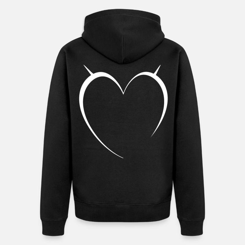 Coeur Blanc Design Simple - Veste à capuche bio Premium Unisexe - noir