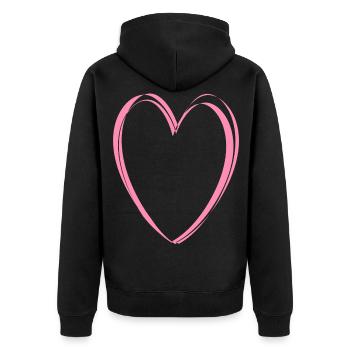 Pink Heart - Unisex Premium Organic Zip Hoodie - black - Back - Nico (187cm)