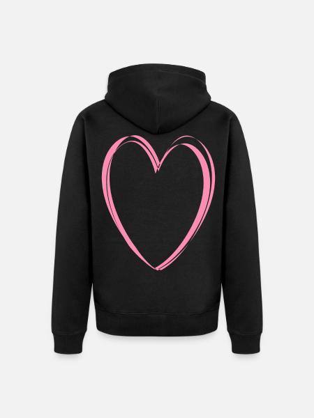 Rosa Herz - Unisex Premium Bio Zip Hoodie - Schwarz