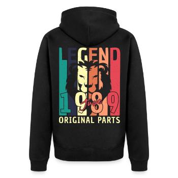 Geboren 1989 Juni - Unisex Premium Bio Zip Hoodie - Schwarz - Hinten - Nico (187cm)