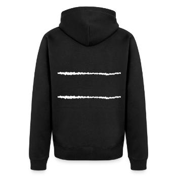 Weisse Balken Wagerecht - Unisex Premium Bio Zip Hoodie - Schwarz - Hinten - Nico (187cm)