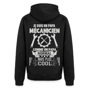Papa mécanicien - Veste à capuche bio Premium Unisexe - noir - Dos - Nico (187cm)