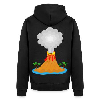 Volcano, eruption, volcanic island, lava, palm trees, mountain - Unisex Premium Organic Zip Hoodie - black - Back - Nico (187cm)