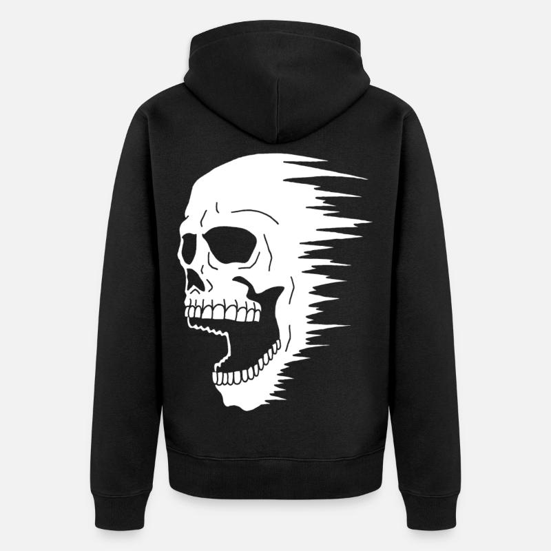 Crâne blanc et vitesse - Veste à capuche bio Premium Unisexe - noir