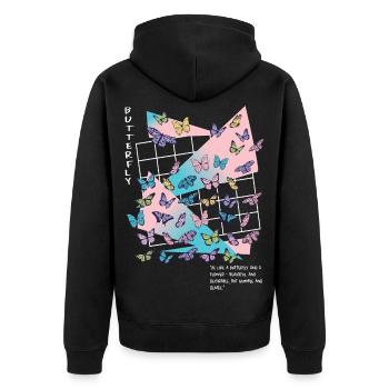 Soyez comme un papillon - Veste à capuche bio Premium Unisexe - noir - Dos - Nico (187cm)