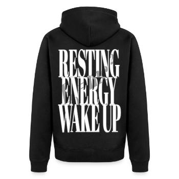 Ruheenergie erwache Energie Formel Mathematik - Unisex Premium Bio Zip Hoodie - Schwarz - Hinten - Nico (187cm)