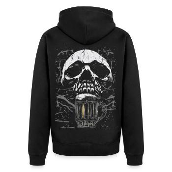 Skull Beer Mug Gothic - Unisex Premium Organic Zip Hoodie - black - Back - Nico (187cm)