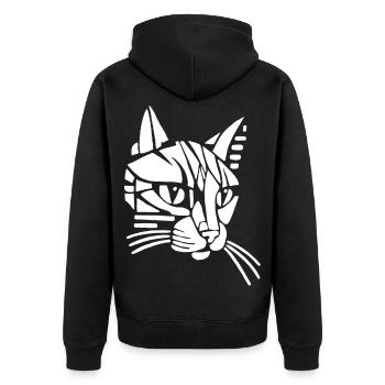 Chat tribal blanc - Veste à capuche bio Premium Unisexe - noir - Dos - Nico (187cm)