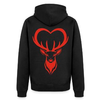 Coeur de cerf rouge - Veste à capuche bio Premium Unisexe - noir - Dos - Nico (187cm)