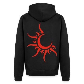 Soleil et lune rouge - Veste à capuche bio Premium Unisexe - noir - Dos - Nico (187cm)