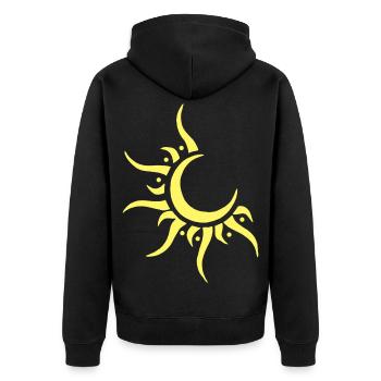 Sonne & Mond - Unisex Premium Bio Zip Hoodie - Schwarz - Hinten - Nico (187cm)