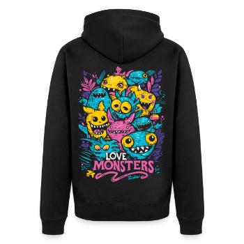 Love Monsters - Unisex Premium Organic Zip Hoodie - black - Back - Nico (187cm)