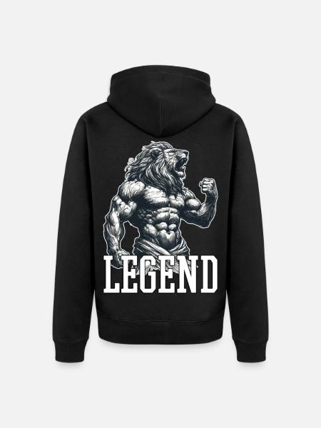 Legend Lion Motivational Fighter Gift - Unisex Premium Organic Zip Hoodie - black