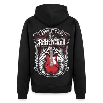 Inspirierende Geburtstags-Rockgitarre - Unisex Premium Bio Zip Hoodie - Schwarz - Hinten - Nico (187cm)