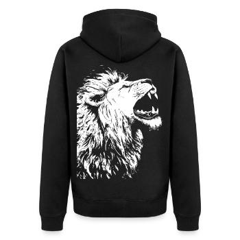 Majestic lion head in black and white - Unisex Premium Organic Zip Hoodie - black - Back - Nico (187cm)