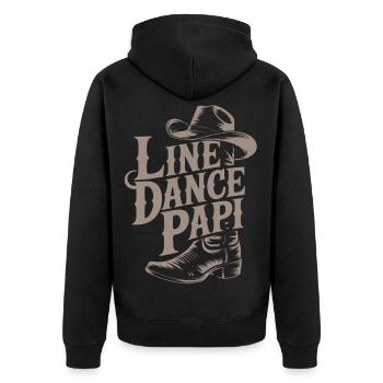 Cowboy Country Line Dance Opa - Unisex Premium Bio Zip Hoodie - Schwarz - Hinten - Nico (187cm)