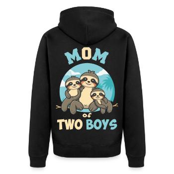Mama Stolz Auf Ihre Jungs Mama Stolz Auf Ihre Jungs - Unisex Premium Bio Zip Hoodie - Schwarz - Hinten - Nico (187cm)