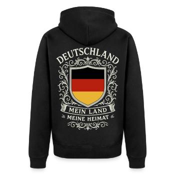 Deutschland - Mein Land - Meine Heimat - Unisex Premium Bio Zip Hoodie - Schwarz - Hinten - Nico (187cm)