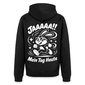 YES My Day Today Bunny - Unisex Premium Organic Zip Hoodie - black - Back - Nico (187cm)
