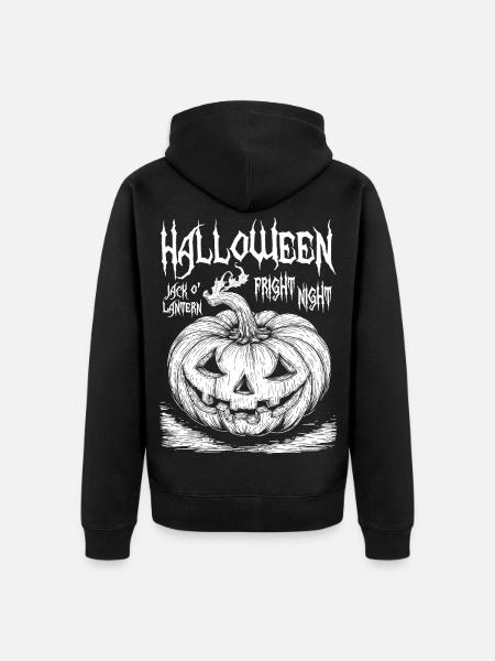 Halloween Jack O' Laterne Weißes Design - Unisex Premium Bio Zip Hoodie - Schwarz