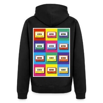 Pop Art Cassette Tapes - Unisex Premium Organic Zip Hoodie - black - Back - Nico (187cm)