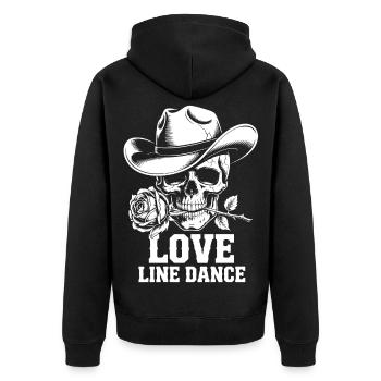 Line Dance Skull Rose - Unisex Premium Organic Zip Hoodie - black - Back - Nico (187cm)