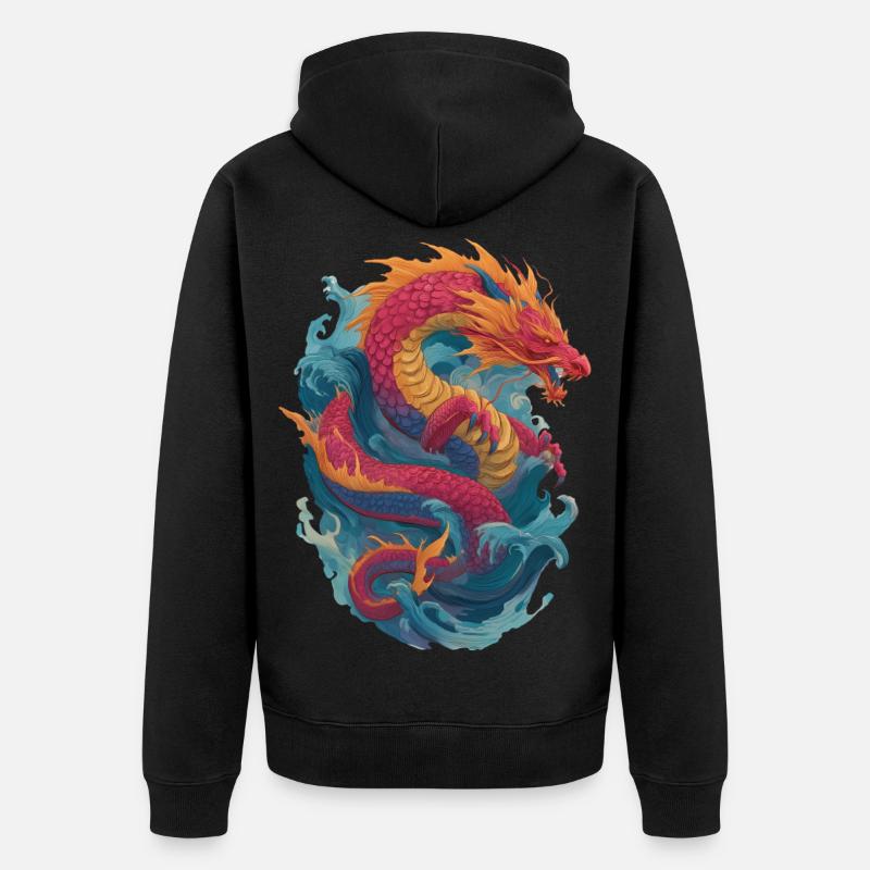 Drache - Unisex Premium Bio Zip Hoodie - Schwarz
