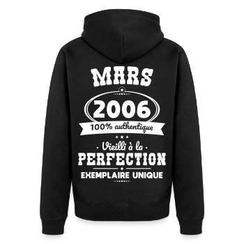 20th Anniversary - March 2006 Perfection - Unisex Premium Organic Zip Hoodie - black - Back - Nico (187cm)