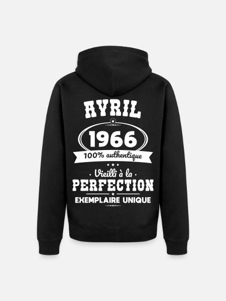 60th Anniversary - April 1966 Perfection - Unisex Premium Organic Zip Hoodie - black