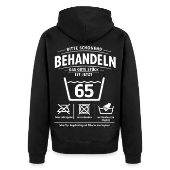 Gâterie pour le 65e anniversaire Limite de vitesse en douceur - Veste à capuche bio Premium Unisexe - noir - Dos - Nico (187cm)
