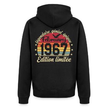 February 1967 Birthday February 1967 Retro 1967 - Unisex Premium Organic Zip Hoodie - black - Back - Nico (187cm)