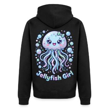 Kawaii Quallenmädchen ästhetische Frauen - Unisex Premium Bio Zip Hoodie - Schwarz - Hinten - Nico (187cm)