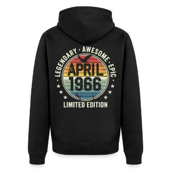 Édition Limitée Avril 1966 - Design Vintage 1966 - Veste à capuche bio Premium Unisexe - noir - Dos - Nico (187cm)
